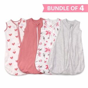 Sleep Sack Bundle of 4 Small 0–6 Months Yoofoss & Carter’s Pink & Gray w Zippers